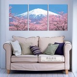 新款富士山客厅沙发背景墙无框画卧室三联挂画壁画现代木板装饰画
