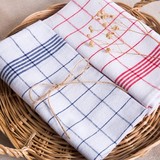 槿年。日系简约条纹格子蓝红棉麻西餐餐垫布餐布 餐垫盖布 背景布