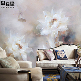 欧式个性艺术背景墙壁纸3d手绘荷花自粘墙纸客厅卧室抽象创意壁画