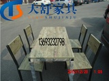 钢木餐桌餐椅分体快餐桌简约餐桌饭店桌椅长方形实用组合特价包邮