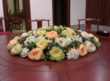 订做餐桌花 会议花1.2米酒店圆形餐桌花 艺术插花 牡丹花艺