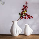 花瓶陶瓷白色现代简约时尚个性创意家居装饰品软装摆设 原创设计