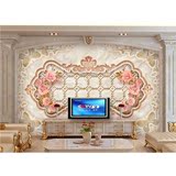 3d立体简约欧式浮雕电视背景墙 客厅卧室壁纸大型壁画现代 玫瑰花