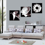 黑白抽象挂画壁画 现代简约客厅无框画三联画 时尚沙发背景墙装饰