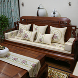 中式棉麻刺绣红木沙发坐垫仿古家居圈椅垫罗汉床加厚海绵座垫定制