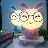 卡通滑板博士兔温馨小台灯小夜灯超萌兔子插电台灯儿童房装饰礼物