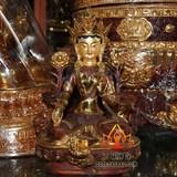 藏传佛教 国产精品仿尼泊尔 半鎏金纯铜佛像 绿度母 10寸