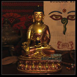 藏传佛教精品 8寸仿尼泊尔镀金彩绘密宗铜佛像 三宝佛 药师佛如来