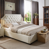 小户型布艺床1.8米美式乡村布床欧式床双人床婚床软床储物家具