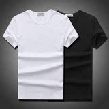 全白纯白全黑纯黑短袖t恤男纯色圆领素色单色简单体恤桖纯棉夏季
