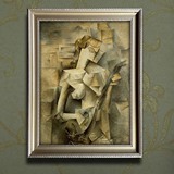 世界名画复制临摹毕加索油画弹曼陀林的少女现代抽象油画音乐题材