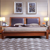 实木床 1.5米1.8米双人床 皮床 现代中式实木家具05