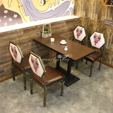 仿实木铁艺 复古猫头椅 餐厅咖啡厅西餐厅饭餐饮桌椅 个性定制