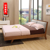 全实木橡木床 日式榻榻米床软靠背床 1.8单双人床简约北欧卧室
