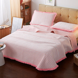 品牌高端花边条纹夹棉床盖简约宜家北欧休闲床单2*2.3米多功能毛