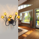 浪漫时尚个性特色创意乡村田园欧式美式卧室客厅铜灯铁艺花草壁灯