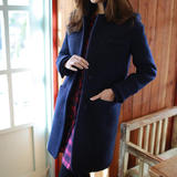 2016春季女装韩国新款中长款修身显瘦呢子大衣加厚气质羊毛呢外套