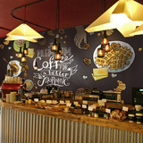 奶茶甜品店3D个性壁画墙布怀旧咖啡馆西餐厅背景墙纸欧式复古壁纸