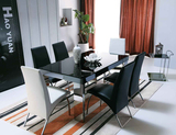 B03伸缩餐桌钢化玻璃组合家具 客厅小户型大理石餐桌特价长洽谈桌