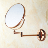 浴室化妆镜 双面壁挂折叠镜子卫生间伸缩镜 全铜梳妆美容镜免打孔