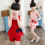女童装夏装儿童蕾丝休闲套装女宝宝小孩衣服3-5周岁韩版两件套