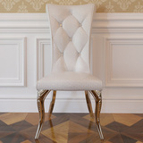不锈钢餐椅皮革时尚酒店样板房别墅工程定制扶手椅子简欧新古典