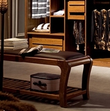 虎斑木家具 实木床尾凳 现代中式 床边凳 换鞋凳 特价包邮