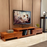 现代中式实木电视柜储物柜可拉伸缩客厅小户型影视柜木质电视机柜