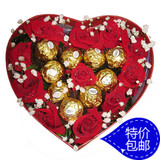 七夕佳品金莎巧克力加11枝红色玫瑰鲜花礼盒花束生日祝福鲜花