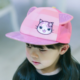 澄子家女童装 2016春夏儿童宝宝鸭舌帽遮阳帽网眼棒球帽 闪亮小猫