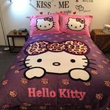 全棉卡通女孩hello kitty三四件套纯棉KT猫儿童床单被套床上用品