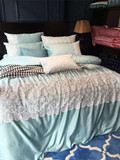 简约美式纯色纯棉蕾丝花边四件套 全棉公主风小清新被套床上用品