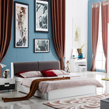 板式床 现代简约白色烤漆双人床1.5 1.8米储物床 气动高箱床
