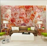 3d立体无缝玫瑰花壁画个性客厅沙发电视背景墙壁纸墙纸粉色壁纸