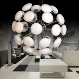 现代时尚简约圆形欧式客厅灯 白色玻璃卧室吊灯创意LED餐厅灯具