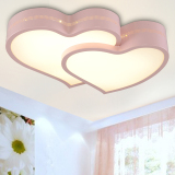 创意温馨浪漫双心婚房卧室LED吸顶灯简约遥控公主男女孩儿童房灯