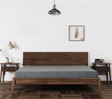 北欧亿利 实木原木床 橡木黑胡桃床 定制日式北欧家具床 新中式床