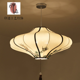 现代简约中式吊灯 手绘布艺餐厅客厅灯具仿古灯笼会所装饰灯
