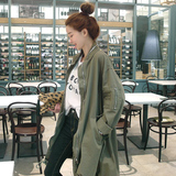 韩国代购2016秋季新款韩版立领蝙蝠袖长款风衣女宽松休闲外套女潮
