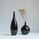 禅意日式花器陶瓷小花瓶现代黑色干花花瓶花插家居装饰品餐桌摆件