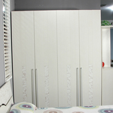 包邮 现代简约板式衣柜 时尚白橡色四门储物柜 环保材料卧室立柜