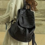 双肩包 女韩版潮休闲包软皮羊皮女包旅行背包简约英伦学院风书包