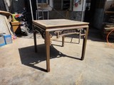 清代透雕 极少见独面大板 弯钩档 楠木方桌 明清老古玩 老家具