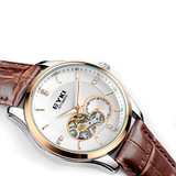 专柜 正品牌艾奇男表 手表男机械正品皮带手表 镂空表 机械手表