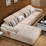 沙发客厅布艺沙发组合可拆洗现代简约转角小户型素色皮布沙发家具