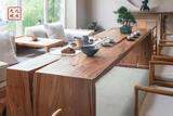 新中式茶桌茶台会议桌老榆木免漆茶桌椅组合茶楼茶室实木禅意家具