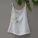 紫匀-清水溪原创设计中国风手绘白色棉麻打底汉服女上衣吊带背心