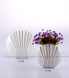 白色陶瓷花瓶摆件折纸扇形现代中式家居软装婚庆礼品超实惠样板房