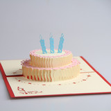【立体生日蛋糕贺卡】手工立体创意节日纸雕祝贺生日爱情贺卡片