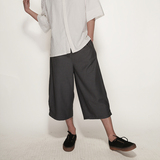 Doh原创设计男式阔腿裤日系复古简约宽松七分夏季新品 深灰黑